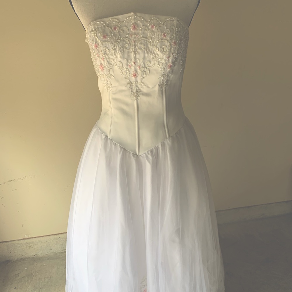 Formal white hand beaded gown